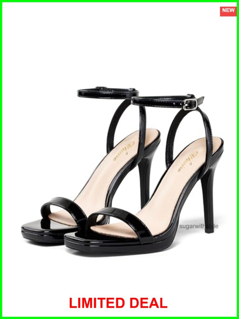 Women's Stiletto Strappy Heeled Sandals Square Open Toe Ankle Strap Buckle Heels
